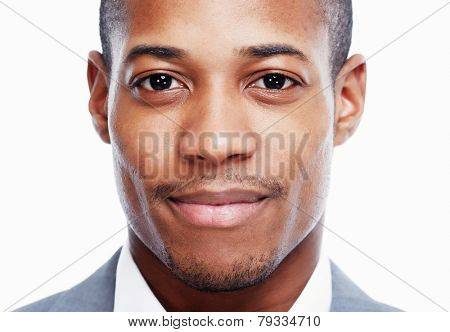 African American man close-up isolated white background.