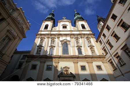 VIENNA, AUSTRIA - OCTOBER 10: Baroque Jesuits church. The church was built between 1623 and 1627. in Vienna, Austria on October 10, 2014.