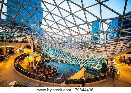 Warsaw, Poland - November 01, 2014: Shopping center Golden Terraces one of the most popular and visited shopping centers in Warsaw.