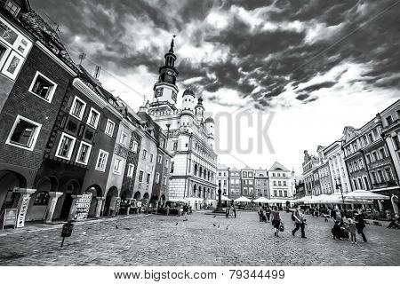 POZNAN, POLAND - AUGUST 21: The central square on August 21, 2013 in Poznan, Poland. Currently, Old Market is the center of tourism Poznan and the most beautiful part of the city.