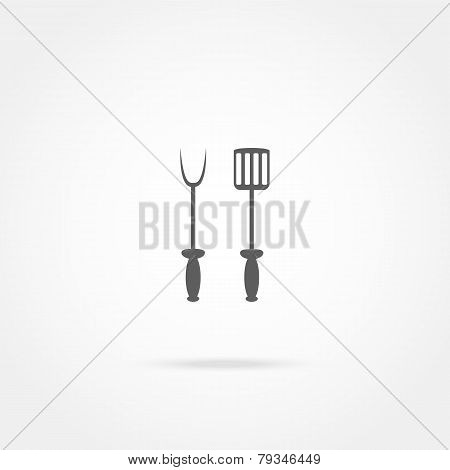 Spade And Fork For Grill Icon