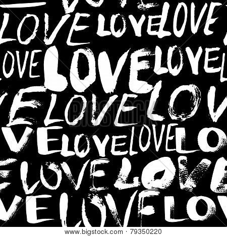 Pattern with hand painted words love