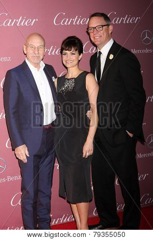 LOS ANGELES - JAN 3:  Patrick Stewart, Carla Gugino, Matthew Lillard at the Palm Springs Film Festival Gala at a Convention Center on January 3, 2014 in Palm Springs, CA