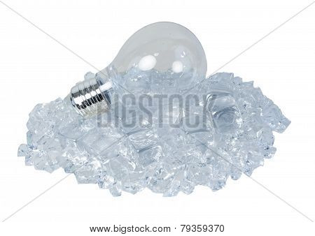 Lightbulb And Ice Cubes