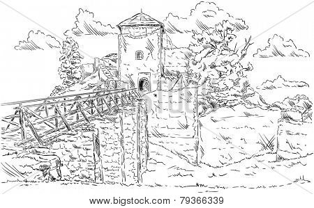 vector - The old ruins castle Lukov, Czech republic, Europe