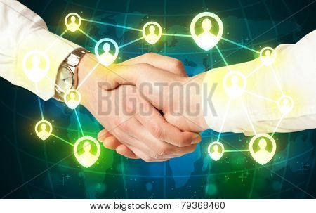 Business handshake, social netwok concept