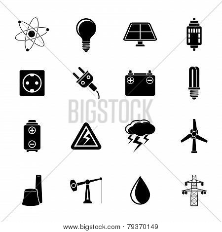 Silhouette Power and electricity industry icons