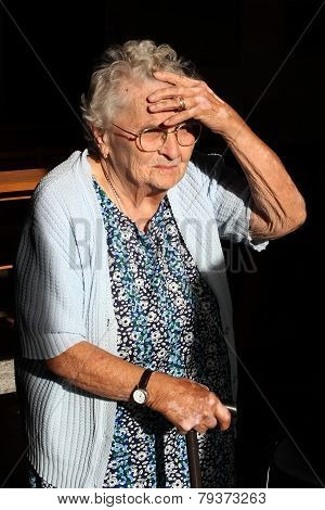 Burgundy, France - Circa August 2012:  Portrait Of Senior Unidentified  Woman.  Senior Woman In Glas