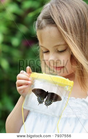 Niño capturar mariposas