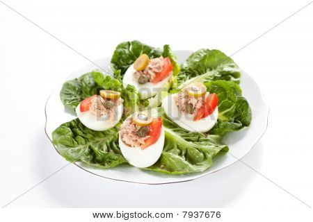 letuce 鸡蛋金枪鱼和橄榄的沙拉