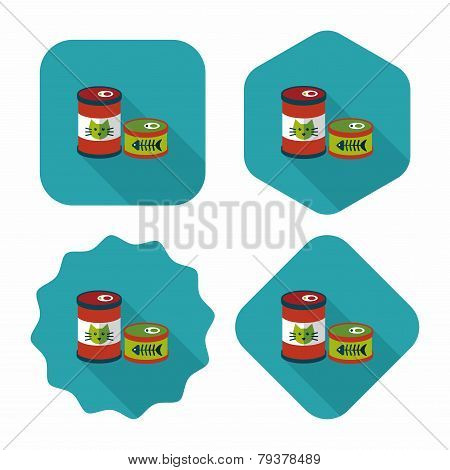 Pet Cat Food Can Flat Icon With Long Shadow,eps10