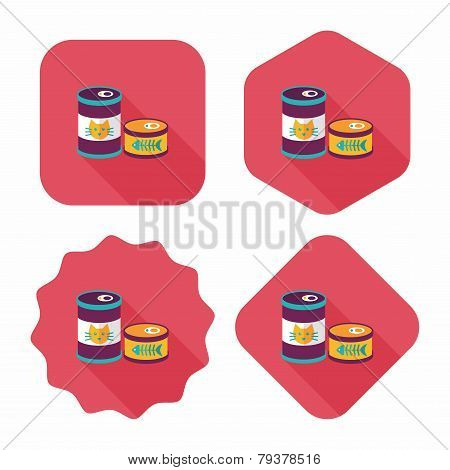Pet Cat Food Can Flat Icon With Long Shadow,eps10
