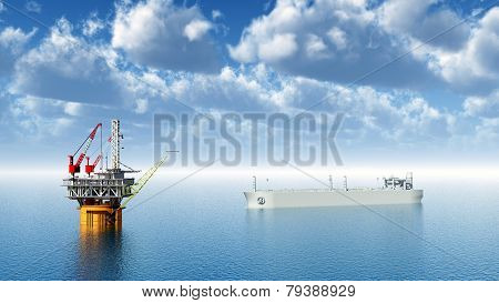 Oil Platform and Supertanker