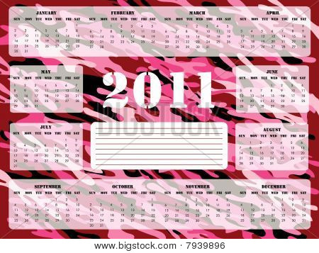 2011 Kalender i Pink og Bourgogne - søndag starter