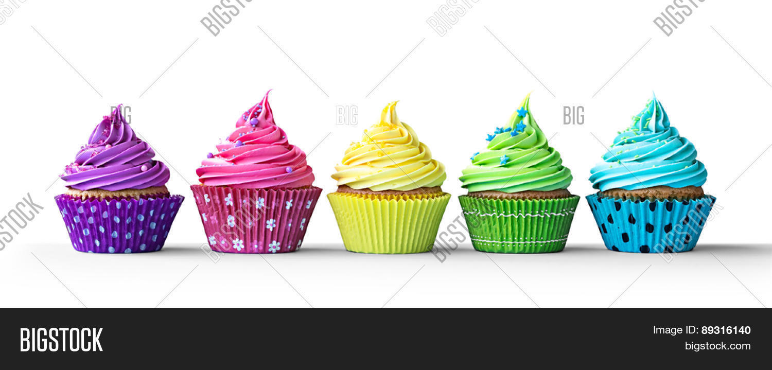 Row Colorful Cupcakes Image & Photo (Free Trial) Bigstock