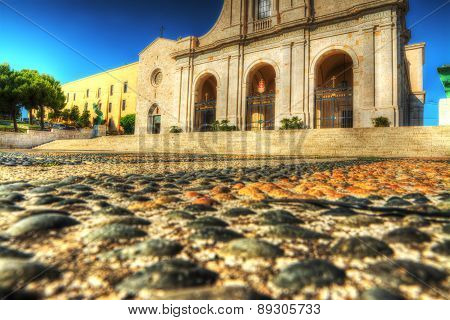 Bonaria Church Seen From The Ground