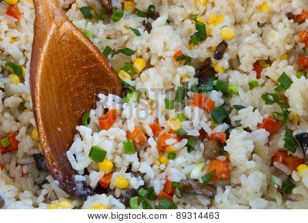 Delicious Risotto And Wooden Spoon