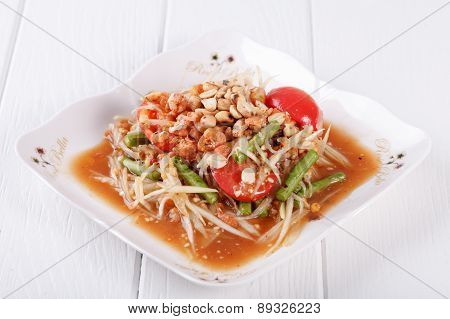 Somtum papaya salad delicious food in thailand