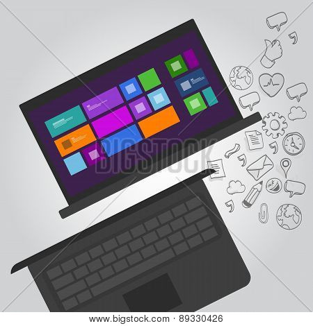 laptop notebook function icon illustration