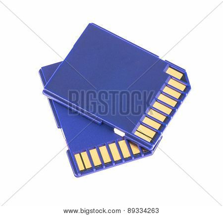 Blue Memory Sd Card Isolated On White Background
