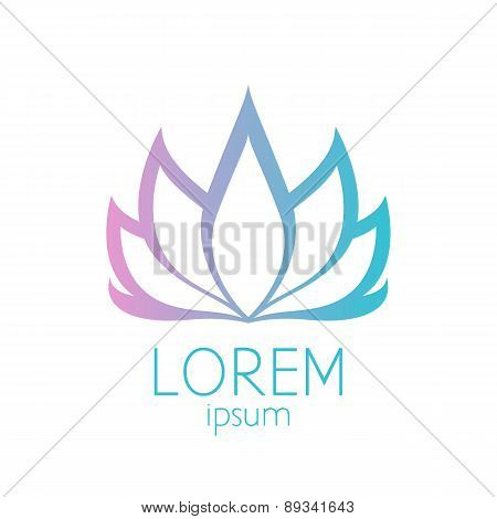 Beautiful pink and turquoise lotus flower logo sign.