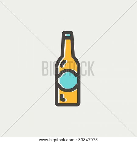 Light beer bottle icon thin line for web and mobile, modern minimalistic flat design. Vector icon with dark grey outline and offset colour on light grey background.