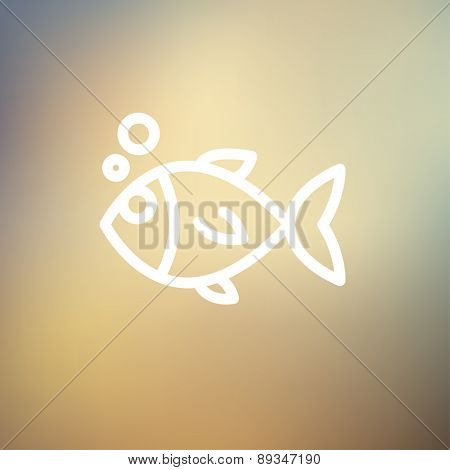 Little fish icon thin line for web and mobile, modern minimalistic flat design. Vector white icon on gradient mesh background.