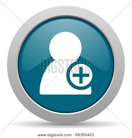 add contact blue glossy web icon