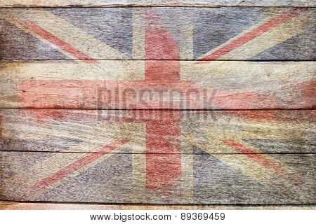 England flag on wood old school style background