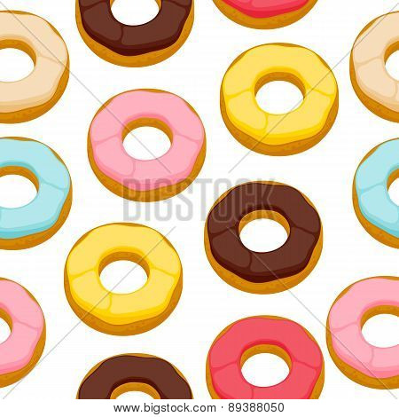 Colorful donuts cookies seamless background.