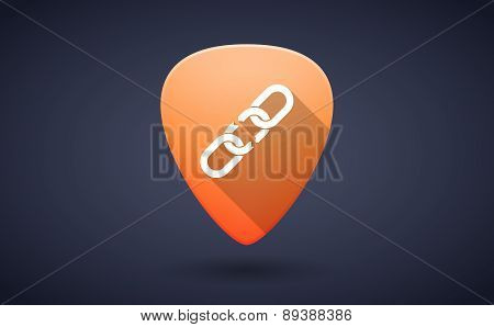 Orange Guitar Pick Icon With A Chain