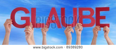 People Straight Word Glaube Mean Belief Blue Sky