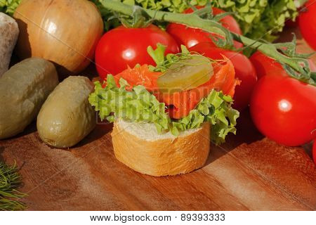 Slice Of Baguette With Pollock Fillet