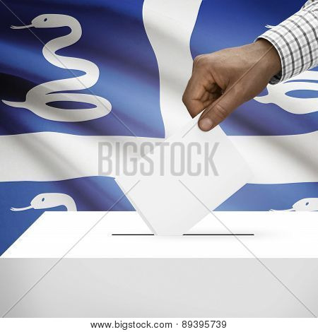 Ballot Box With National Flag On Background - Martinique