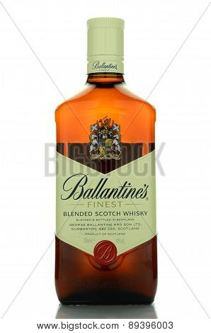 Ballantines whisky isolated on white background