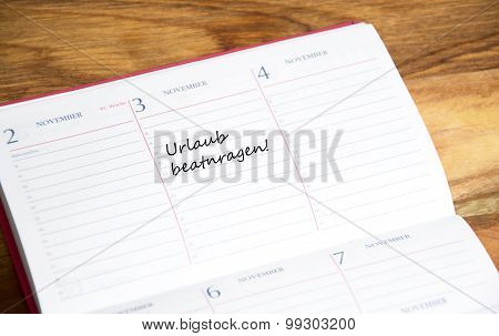 Urlaub beantragen - german word for Holiday request
