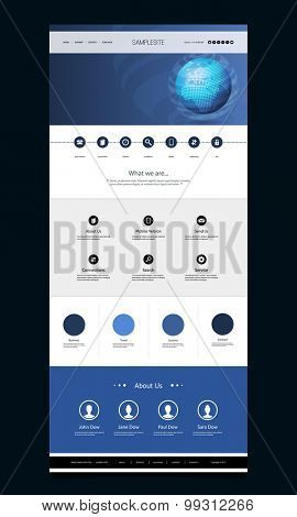One Page Website Template with Earth Globe on the Header Design