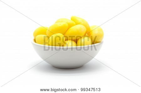 Fresh Ginkgo nut on white