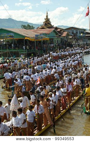 Traffic Jam In Phaung Daw Oo Pagoda Festival,Myanmar.