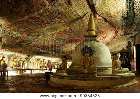 Interior Of Dambulla Golden Temple In Sri Lanka