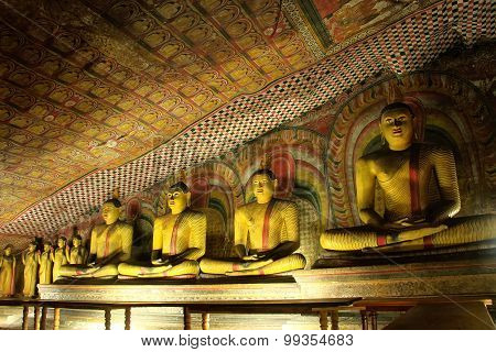 Interior Of Dambulla Golden Temple In Sri Lanka