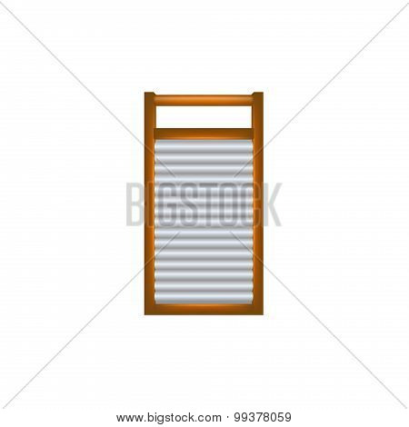 Wooden washboard in brown and silver design