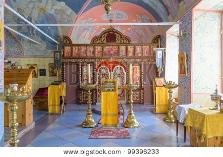 Several Lectern And Candlesticks In Hall Of Worship In Holy Trinity Church