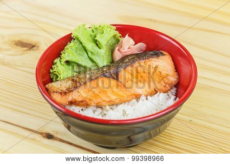 Traditional Japanese Food,  Snow Fish Grilled Or Gindara Teriyaki With Rice