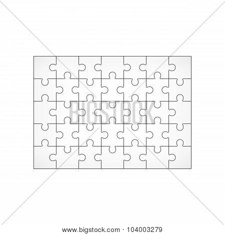 Jigsaw Puzzle Blank 7X5 Elements, Thirty-five Vector Pieces.