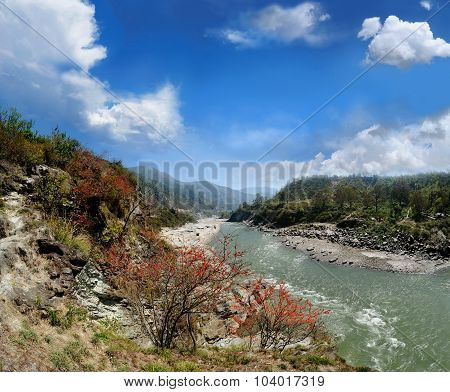 Mountain Alaknanda River