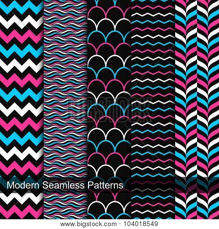 Collection of seamless geometric patterns.