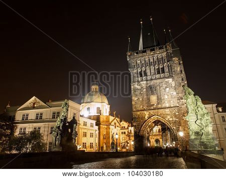Night View of Charles Bridge in Prague