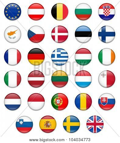 EU Union Button Flag Collection-Complete