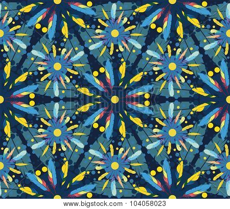 Seamless pattern with decorative feathers.